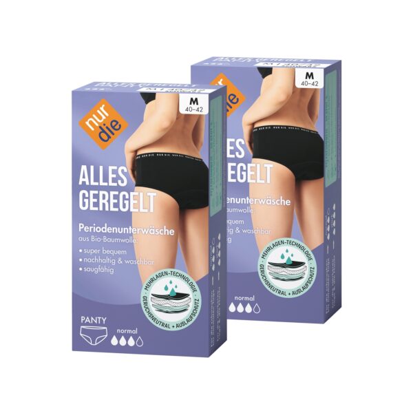 NUR DIE Damen Periodenunterwäsche Alles Geregelt Panty normal 2er Pack