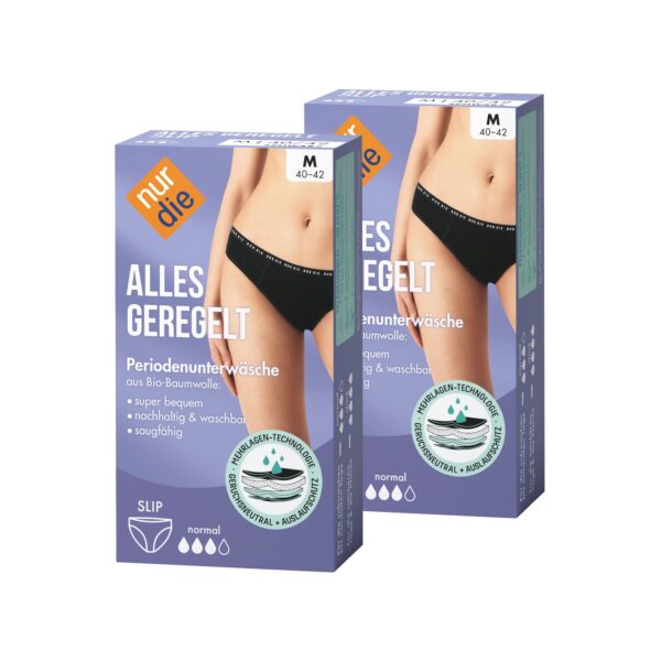 NUR DIE Damen Periodenunterwäsche Alles Geregelt Slip normal 2er Pack