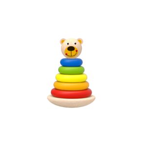 Tooky Toy Stapelturm TKF004 Bär bunte Stapelpyramide lustiger Stapelspaß gelb