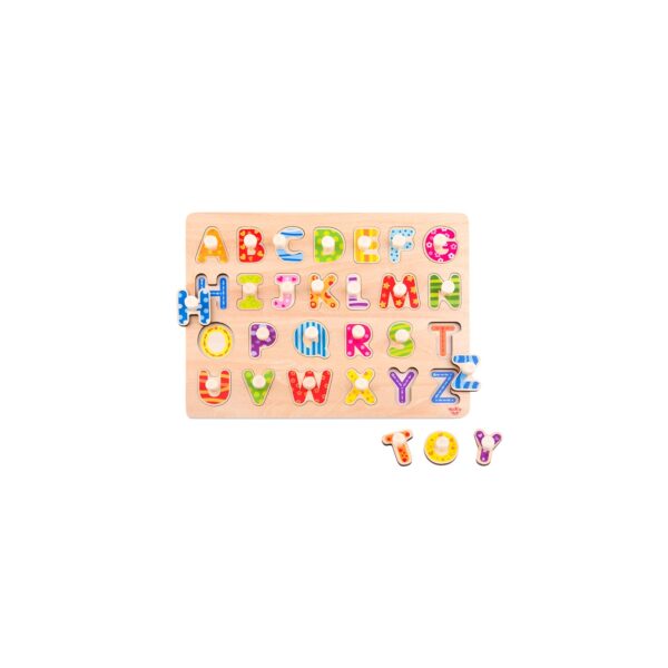 Tooky Toy Kinder Alphabet Puzzle Holz TY852 bunte Buchstaben Steckspiel aus Holz bunt