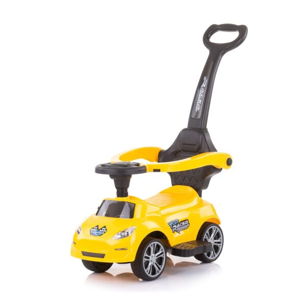 Chipolino Kinder Rutschauto 2 in 1 Turbo Schubstange Musikfunktion Rückenlehne gelb