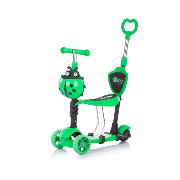 Chipolino Kinderroller 3 in 1 Kiddy Evo Schiebestange Vorderräder mit LED grün