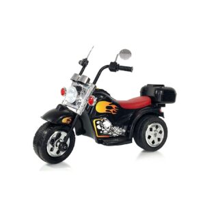 Chipolino Kinder Elektromotorrad Chopper Hupe Gepäckträger Pedal Frontlicht schwarz