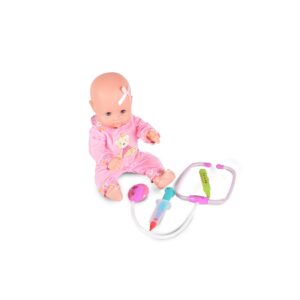 Moni Kinderpuppe 38 cm 8799 Baellar Zubehör Flasche Stethoskop Licht Herzschlag rosa