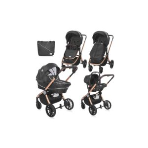 Lorelli Kombikinderwagen Ramona 3 in 1 Babyschale Sitzeinheit Wickeltasche Korb schwarz