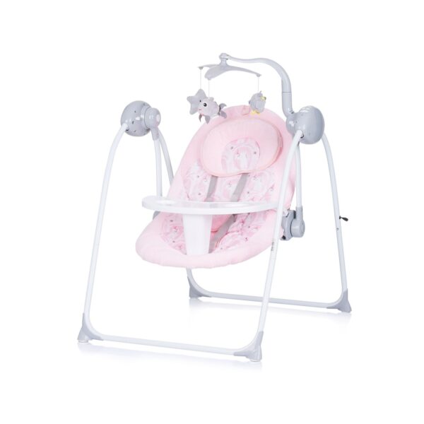 Chipolino Babywippe Nux klappbar Musik Schwingfunktion Fernbedienung Spielbogen rosa