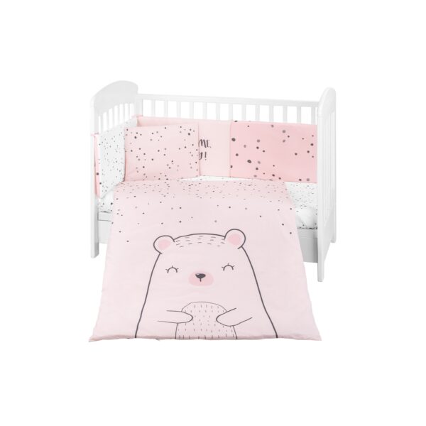 Kikkaboo Kinderbettwäsche Bär 6tlg. Decke 135 x 95 Kissen 45 x 35 Laken 140 x 70 rosa