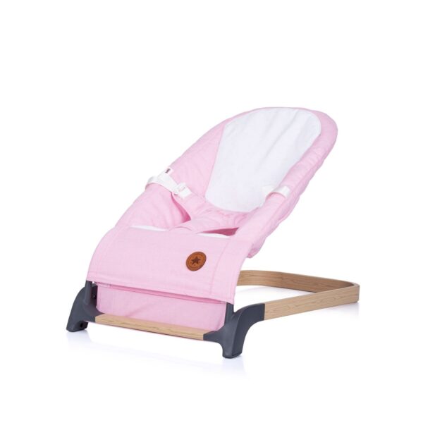 Chipolino Babywippe Noah Holzoptik Sicherheitsgurt ergonomisches Design bis 9 kg rosa