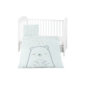 Kikkaboo Kinderbettwäsche Bär 5-teilig Decke 135 x 95 cm Kissen 45 x 35 cm Laken grün