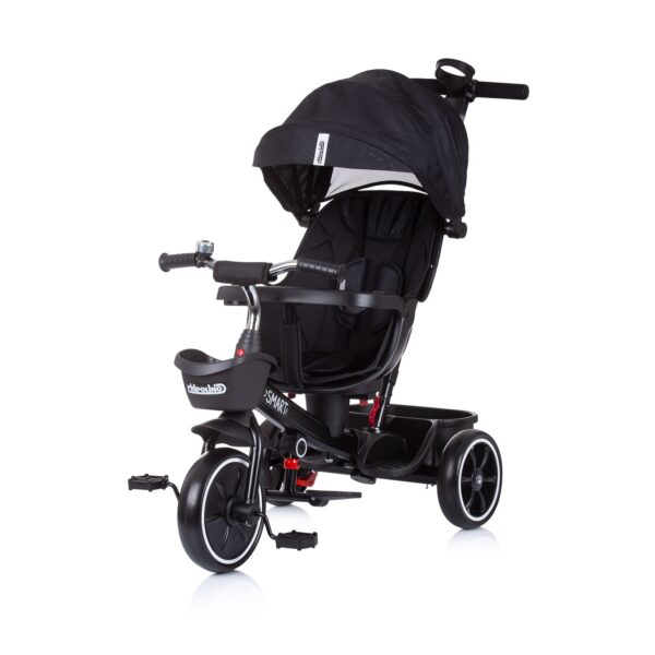 Chipolino Tricycle 4 in1 Smart Schiebestange Sitz drehbar Flaschenhalter Tablett dunkelgrau