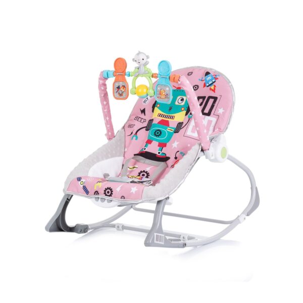 Chipolino Babywippe Baby Spa 2 in 1 elektrisch Stuhl Schaukelfunktion Spielbogen rosa