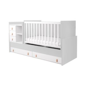 Kikkaboo Babybett Lorena 4 in 1 Kommode Schaukelfunktion Schreibtisch Jugendbett grau