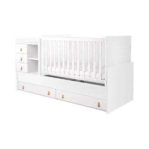 Kikkaboo Babybett Lorena 4 in 1 Kommode Schaukelfunktion Schreibtisch Jugendbett weiß