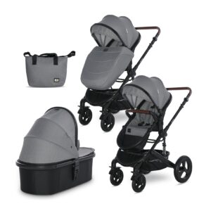 Lorelli Kombikinderwagen Boston 2 in 1 Sportsitz Babywanne Mückennetz bis 22 kg grau