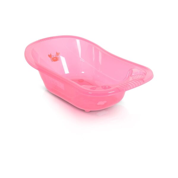 Moni Babybadewanne Omar 90 cm Transparent Wasserablauf Ablagefächer für Zubehör rosa