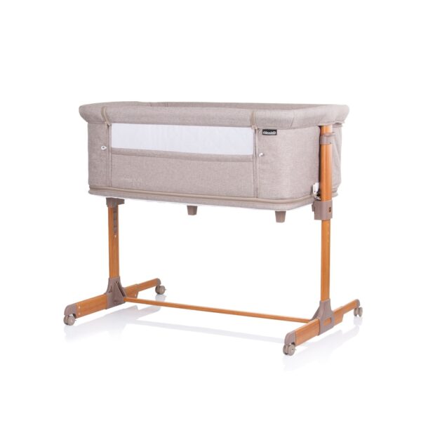 Chipolino Babybett Mommy´n me Laufstall eine Seite zum Öffnen verstellbar Räder beige Holz