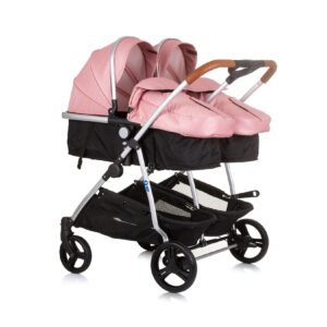 Chipolino Geschwisterkinderwagen Duo Smart klappbar umbaubar verstellbar Fußsack rosa