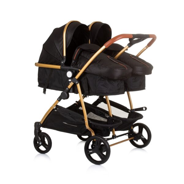 Chipolino Geschwisterkinderwagen Duo Smart klappbar umbaubar verstellbar Fußsack schwarz