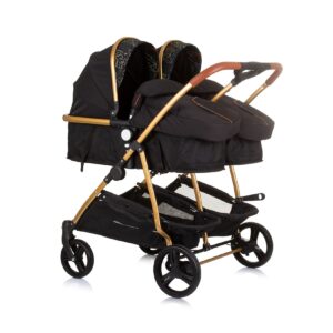 Chipolino Geschwisterkinderwagen Duo Smart klappbar umbaubar verstellbar Fußsack schwarz gemustert