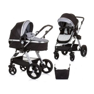 Chipolino Kombikinderwagen Havana 2 in 1 faltbar Tragetasche Sportsitz bis 22 kg grau schwarz