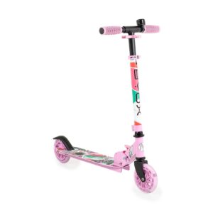 Byox Kinderroller Miracle faltbar LED-PU-Räder ABEC-7 Klingel Höhe einstellbar rosa