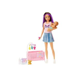 Mattel HJY33 - Barbie Skipper Babysitters Inc. - Puppe mit Gitterbett