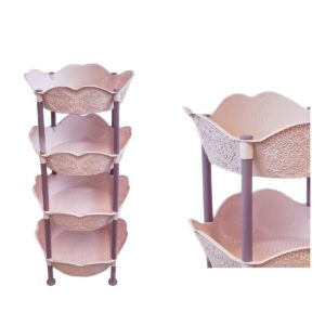 Obst Etagere Ständer Korb stapelbare Aufbewahrungskörbe 39x39x82cm Küchen Organizer 213021 Rosa