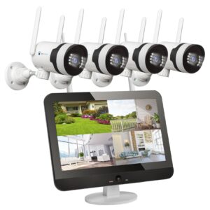 LUVISION Dual WLAN PTZ Überwachungssystem mit LED Monitor 5MP Überwachungskamera Set