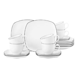 Seltmann Weiden Kaffeeservice eckig Lido Black Line 18er Set