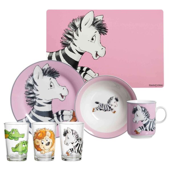 Ritzenhoff & Breker Geschirr-Set mit Kinderbecher Happy Zoo Zebra 7er Set