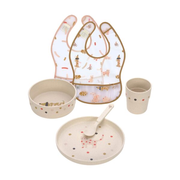 Lässig Kindergeschirrset mit 2 Lätzchen Little Mateys 6er Set