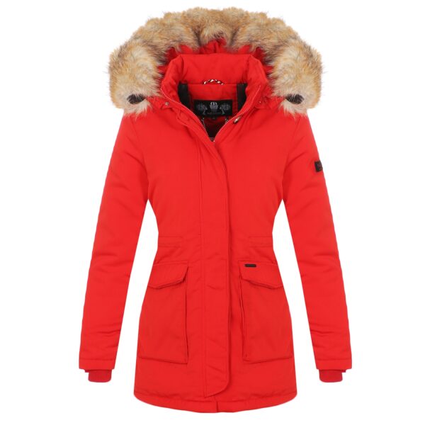 NAVAHOO Damen Designer Wintermantel Parka mit edlem Fellimitat Schneeengel