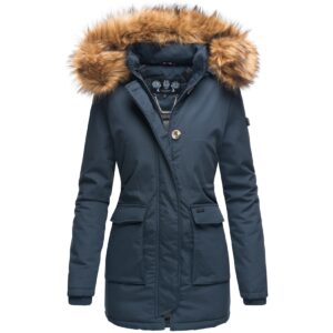 NAVAHOO Damen Edler Wintermantel Parka mit edlem Fellimitat Schneeengel Princess