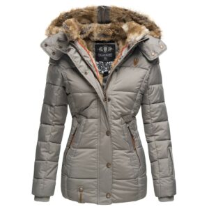 MARIKOO Damen Stylischer Winterjacke Steppjacke Mit Großer Kapuze Nekoo