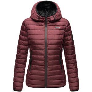 MARIKOO Damen Winterjacke Steppjacke mit kuschlig weichem Teddyfell Jaylaa