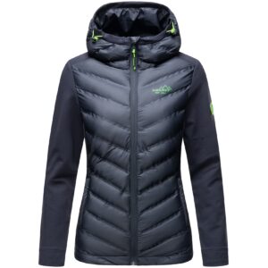 NAVAHOO Damen Stylische Outdoorjacke Übergangsjacke mit Kapuze Nimm-Mich-Mit