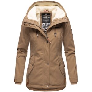 MARIKOO Damen Winterjacke Outdoor Baumwolljacke mit Kapuze Bikoo