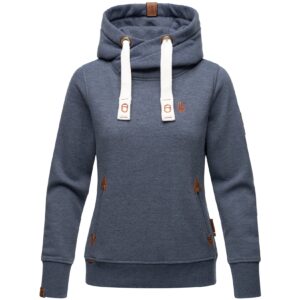 NAVAHOO Damen Kapuzensweatshirt weicher Hoodie mit breiten Tunnelzugkordeln Namikaa