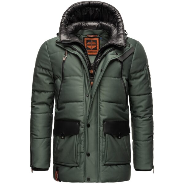 STONE HARBOUR Herren Winterjacke Warm Gefütterter Wintermantel mit Doppelter Kapuze Mitjaa