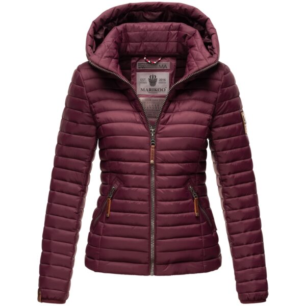 MARIKOO Damen Stylische Steppjacke Übergangsjacke mit abnehmbarer Kapuze Löwenbaby