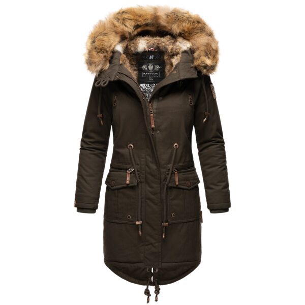 NAVAHOO Damen Warmer Wintermantel Winter Baumwollparka mit Kunstfell Rosinchen