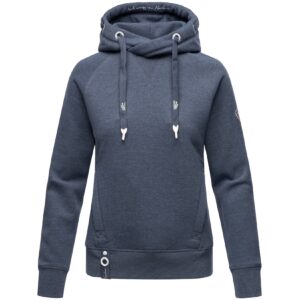 NAVAHOO Damen Kapuzensweatshirt Hoodie mit Kapuze & Breiten Tunnelzugkordeln Liebesmäuschen