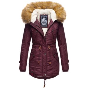 NAVAHOO Damen Hochwertiger Wintermantel Winterparka mit großem Kunstfell La Viva