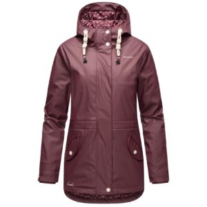 NAVAHOO Damen Warmer Regenjacke Wasserdichter Regenmantel mit Kapuze Oceans Heart