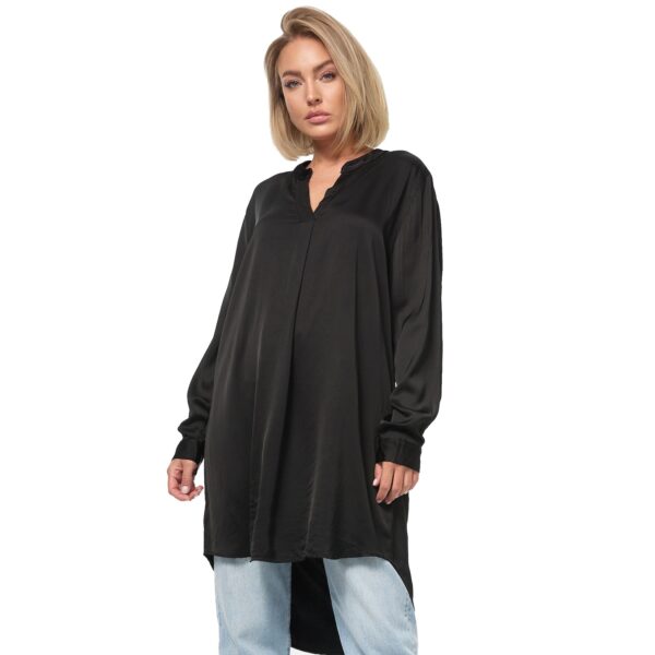 PM SELECTED Damen Elegante Satin Light Oversize Business Long Bluse in Einheitsgröße PM07