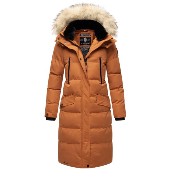 MARIKOO Damen langer Winterjacke Stepp Parka mit abnehmbarer Kapuze Schneesternchen