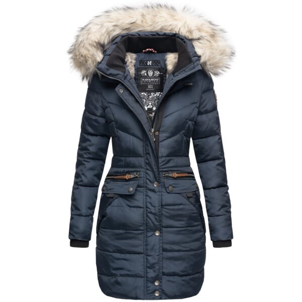 NAVAHOO Damen Stylischer Steppmantel Winter Parka mit edlem Fellimitat Paula