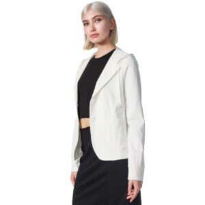 PM SELECTED Damen Kurzblazer Sportliches Sakko Business Hoodie Blazer mit Kapuze - Reverskragen & Zugband PM21