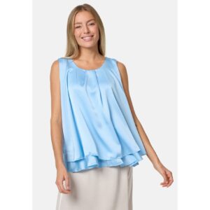 PM SELECTED Blusentop Sommerlicher Sleeveless Overlay Satin Top in Einheitsgröße PM30