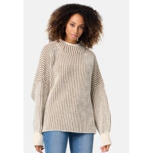 PM SELECTED Damen Warmer Strickpullover mit Streifen in Einheitsgröße PM65